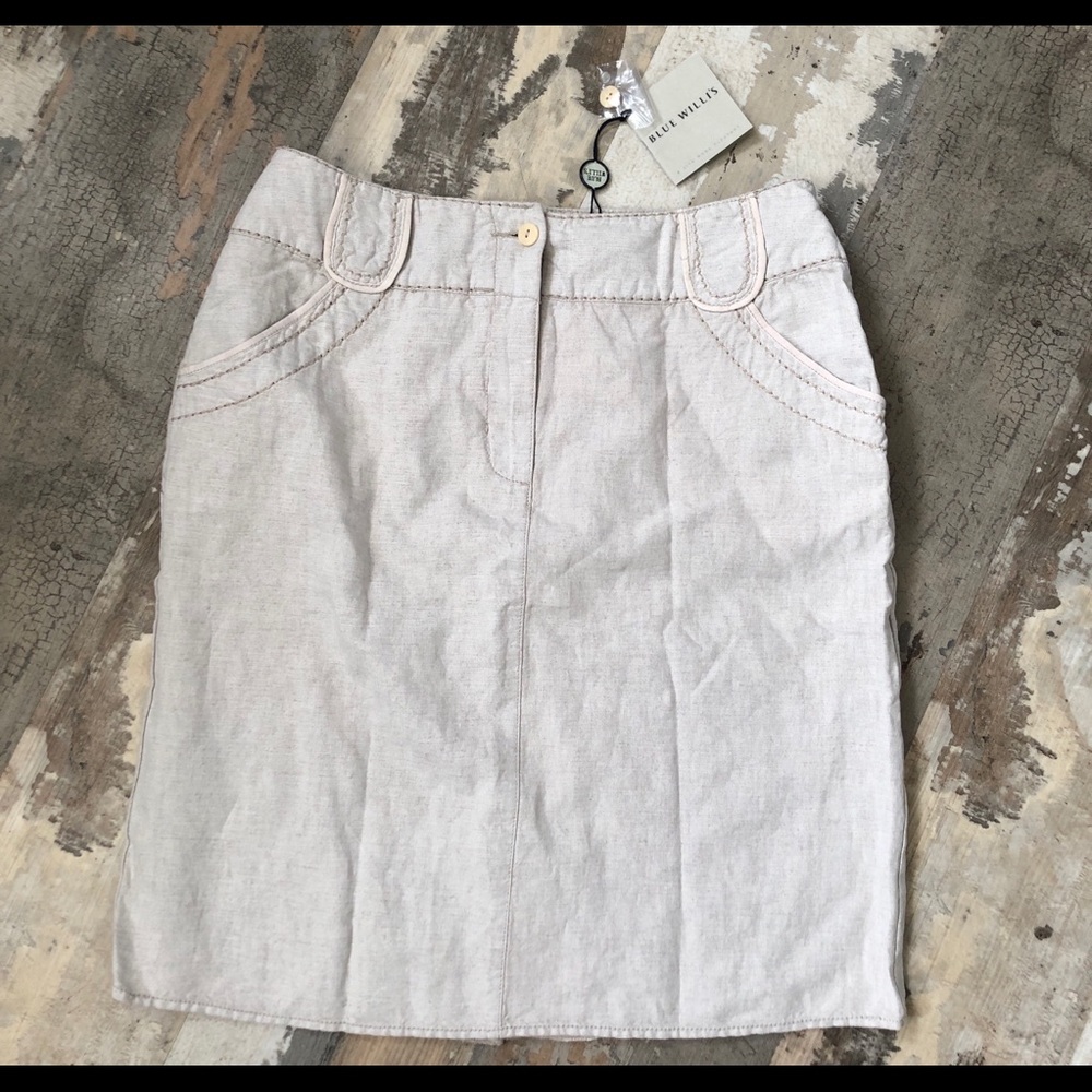 NWT blue willii’s 100% linen natural dyed skirt 36